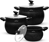 Topfset 6tlg Induktions Töpfe Set 20cm/4L, 24cm/8L, 28cm/12.5L Kochtopfset mit Antihaftbeschichtung, für alle Herdarten