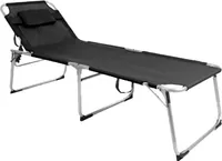 XXL Alu Gartenliege schwarz gepolstert L200xB70cm