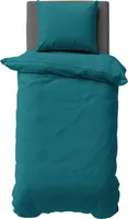 2 teilige Uni Bettwäsche 155x220 cm Mikrofaser Petrol Türkis Bettbezug Garnitur Set
