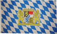 Fahne Flagge Bayern mit großem Wappen 90x150 cm mit Ösen 