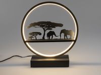 Formano Lampe Kreis Elefant 26 x 32 cm Afrika LED Leuchte schwarz