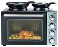Bestron Kleinküche mit Ofen und Doppelkochplatte, Crispy & Co, 3200 Watt, Schwarz
