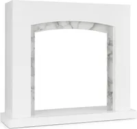 Klarstein Studio Frame II Kamingehäuse - Dekokamin, modernes Design, MDF, Marmordekoration, passend für viele Elektro- oder kamin-Einsätze, Wandverschraubung, weiß