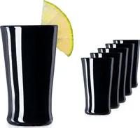 PLATINUX Schwarze Shotgläser aus Glas Set 6 Teilig Pinnchen Wodkagläser Schnapsglas Tequilagläser 20ml (max. 30ml)