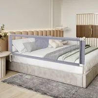 200cm Baby Bettgitter Einziehbare Babybettgitter Kinder Bettgitter Bettschutzgitter Höhenverstellbar Rausfallschutz für Bett grau