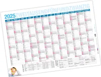 itenga Jahresplaner 2025 gefalzt Wandkalender DIN A2 (59,4 x42cm)