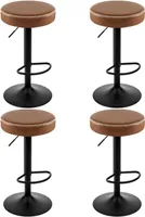 EUGAD 4 x Barhocker drehbar, höhenverstellbar, Metall, Kunstleder, Braun