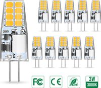 AMBOTHER G4 LED Lampen, 3W LED Birnen ersetzt 35W Halogenlampen, Warmweiß 12V AC/DC LED Leuchtmittel, 350LM Kein Flackern Nicht Dimmbar 360° Lichtwinkel G4 Licht, Stiftsockellampe Glühbirnen 10er Pack [Energieklasse A+]
