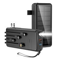 Solar Powerbank 30000mAh Tragbare Solar Ladegerät Wireless Power Bank mit USB/Typ C Ausgang für Handys, Tablets, Outdoor,Schwarz