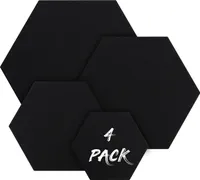 Belle Vous 4 Stk Sechseckige Leinwand Schwarz - 4 Verschiedene Größen - Vorgespannte Schwarze Leinwand-Tafeln - Geeignet für Acryl- und Ölmalerei