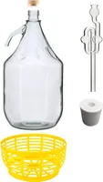 6 x Set 5L Glasflasche Glasgärballon  Korbflasche + Gummistopfen + Gärrohr Weinballon