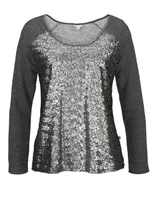 Herrlicher Damen Marken-Sweatshirt, anthrazit-silber, Größe:M