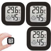 3x Digitales Thermo-Hygrometer Thermometer Temperatur Luftfeuchtigkeitsmessgerät, Schwarz