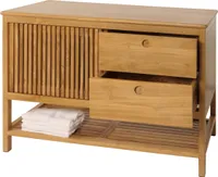 Komoda z drewna tekowego HWC-M70, kredens, szuflady z przesuwanymi drzwiczkami, wysokiej jakości drewno tekowe klasy B (twardziel, 20-30 lat), 81x106x55 cm