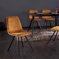 riess-ambiente Retro Stuhl AMSTERDAM CHAIR senfgelb Samt Designklassiker Esszimmerstuhl Essstuhl