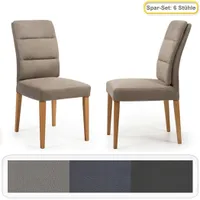 6x Stuhl Flavia 8 Varianten Polsterstuhl Esszimmerstuhl Massivholzstuhl, Holzart:Buche natur lackiert, Bezugstoff:Hera taupe