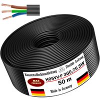 50m Schlauchleitung H05VV-F 3G0,75 Schwarz Flexible Leitung Gerätekabel