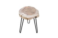 Massiver Beistelltisch GOA Hocker Baumstamm Scheibe Akazie rund Tischplatte Holztisch Massivholz Wohnzimmertisch