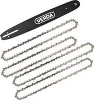 Verda Schwert für Partner Kettensäge + 4x Sägekette 35cm | 3/8" 1,3mm 52TG | Hochwertiges Führungsschwert & langlebige Ketten für präzises Sägen