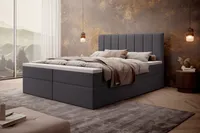 MyBed Allen box spring bed Čalúnená posteľ s čelom Posteľný box 160x200 7-zónový vreckový matrac H2 Topper Tmavo sivá