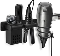Halterung für Haartrockner Haartrocknerhalter Wandhalterung Aluminium Fönhalter, schwarz