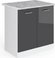 Vicco drezová spodná skrinka R-Line, 80 cm, AP mramor, antracit vysoký lesk/biela