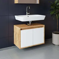Roomart Badezimmer Unterschrank HBT:45x65x35 cm - Weiß - Eiche - Weiß-Eiche - Anthrazit Eiche