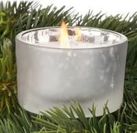 4 Teelichtgläser mit Dorn für Adventskranz oder Gestecke in Silber matt/Silber verspiegel