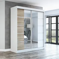 Schwebetürenschrank, 2-türig Schrank mit Spiegel  KOMFORT 180 (Weiß, Schwarz, Somona)