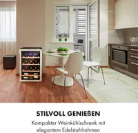 Klarstein Weinkühlschrank, Getränkekühlschrank Schmal, Kühlschrank mit Glastür, Getränkekühlschränke Freistehend, Weinkühlschrank Klein, Weinkühlschränke 1 Zone, UV-Schutz, 4-18 °C, 48 Flaschen