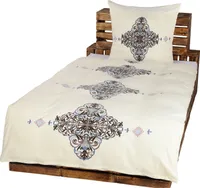 3-teilig Winter Bettwäsche-Set Bett Garnitur Bettbezug Übergröße 200x220 2x Kissenbezug 80x80 Schlafzimmer Warm Kuschelig Mikrofaser Fleece NEU Modern Mandala Ornamente Creme Vanille