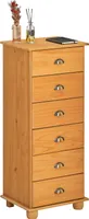 Schubladenkommode COLMAR, Kommode mit 6 Schubladen, Sideboard mit Muschelgriffen, massive Kiefer gebeizt/gewachst, Landhausstil
