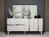 Skye Decor, Vania - biały, srebrny, konsola, biały, 100% płyta wiórowa pokryta melaminą, 150 x 79 x 40 cm