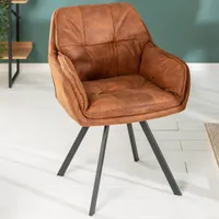 riess-ambiente Drehbarer Design Stuhl MR. LOUNGER hellbraun Microfaser mit Armlehne Metall schwarz Drehstuhl Esszimmerstuhl Essstuhl