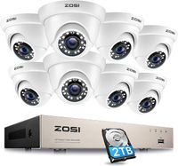 ZOSI Außen 1080P Überwachungskamera Set 8CH H.265+ DVR mit 8 HD 2MP Dome Video Kamera System, 2TB Festplatte, 24M IR Nachtsicht