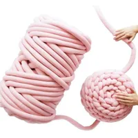 1Ball DIY Wolle Garn Weiche Sperrige Arm Stricken Roving Häkeln Wollgarn Thick Rosa