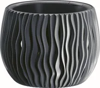 Sadzarka okrągła z wkładem - piaskowy ciemnoszary 29 cm