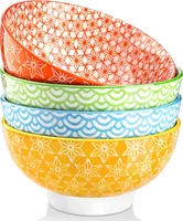 Vancasso Natsuki 4-teilig Porzellan Schalen Set, Ø 15,2 cm Müslischalen, Mehrfarbig, Dessertschalen