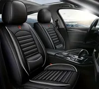 Autositzbezüge Universal Set, Aus Premium Leder + Einzigartigem Design 5-Sitzer Sitzbezüge (Schwarz Weiss/Standard )