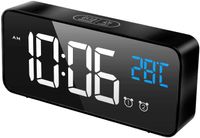 LED Display Wecker Digital Uhr Reisewecker Tischuhr Thermometer Snooze Spiegel 