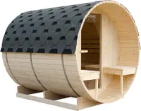 HOME DELUXE Outdoor Fasssauna LAHTI DELUXE - L 195 x 192 x 220 cm inkl. 8 kW Saunaofen & Zubehör