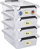 Aufbewahrungsbox mit Deckel 4er Set Kunststoffbox Stapelbox Lagerbox Regalbox 4er Set 8,5 Liter
