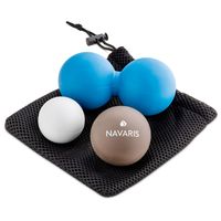 Navaris Peanut Duo Ball und Massageball Set - 2x Lacrosse Ball 1x Duoball - Faszienball zur Massage von Nacken Schulter Rücken - mit Beutel