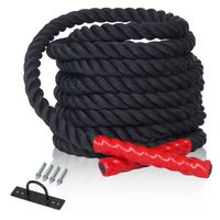 Schlachtseil Trainingsseil Sportseil Schlagseil 9m 15m Battle Ropes Schwungseil, Größe:9m schwarze Seile. mit Halterung