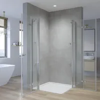 Eckdusche 90x90x187cm Duschkabine Eckeinstieg mit Duschablagen barrierefrei
