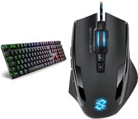 RGB Mechanische Low Profile-Tastatur (RGB Beleuchtung, Blaue Schalter) Blau Schalter & Skiller SGM1 Gaming Maus mit Makrotasten (10800 DPI, RGB