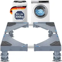 DELUKE® Waschmaschinen Untergestell LION - 4 Füße, verstellbar | Waschmaschinen Sockel Trockner Untergestell für Kühlschrank Gerfrierschranksockel bis 300 kg | Grau