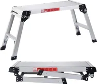 COSTWAY Alu Arbeitsplattform, Klappwerkbank mit Antirutschmatten, Arbeitsbühne 150 kg Tragfähigkeit, Trittbank mit Sicherheitsschlössern, Trittleiter für Zuhause, Büro, Werkstatt und Garage, Silber