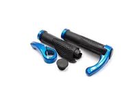 vhbw 2x Lenkergriffe für Fahrrad, Mountainbike - Fahrradgriffe mit Bar Ends, Ergonomisch Schwarz Blau