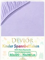 Devior Jersey Kinder Spannbettlaken 60x120 - 70x140 cm flieder Bettlaken 100% Baumwolle bis 12cm Matratzenhöhe Gummizug